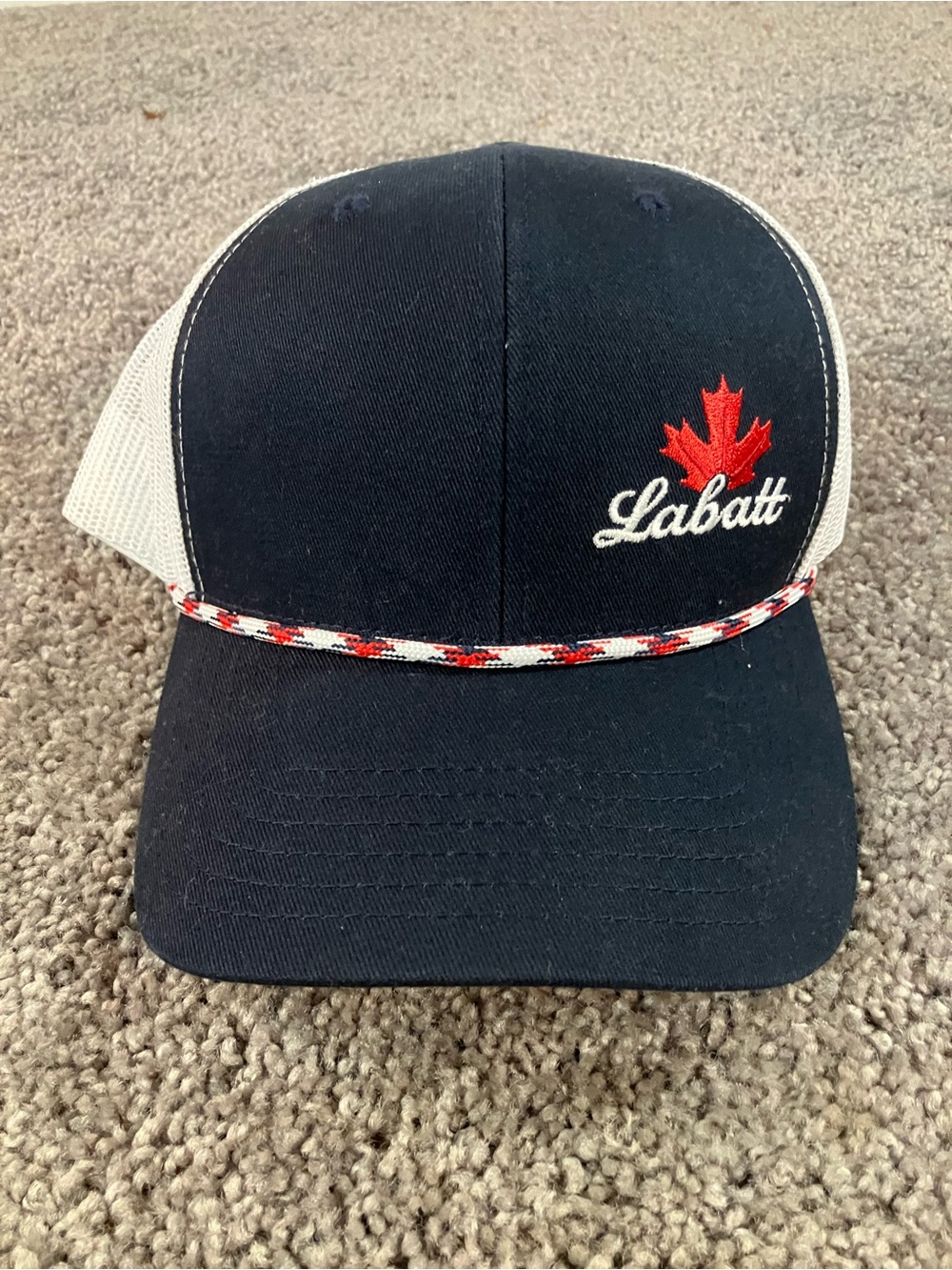 Labatt Canadian Cap Hat Pilsener SnapBack Adjustable Rope White Blue New!